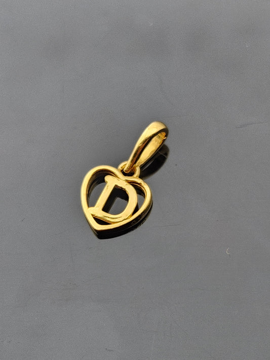22K Solid Gold Letter Pendant P1689