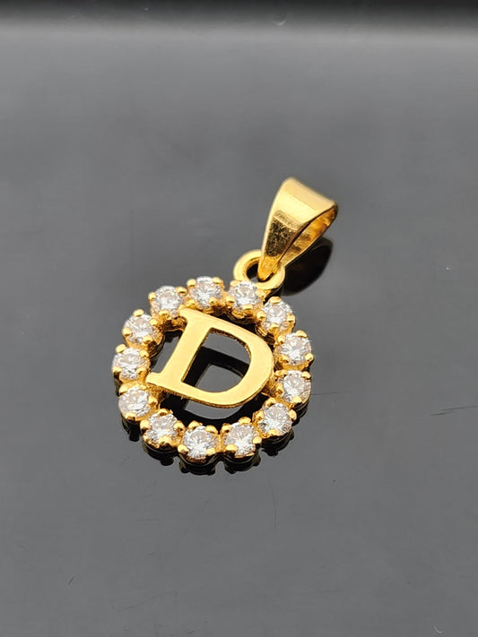 22K Solid Gold Letter Pendant P1690