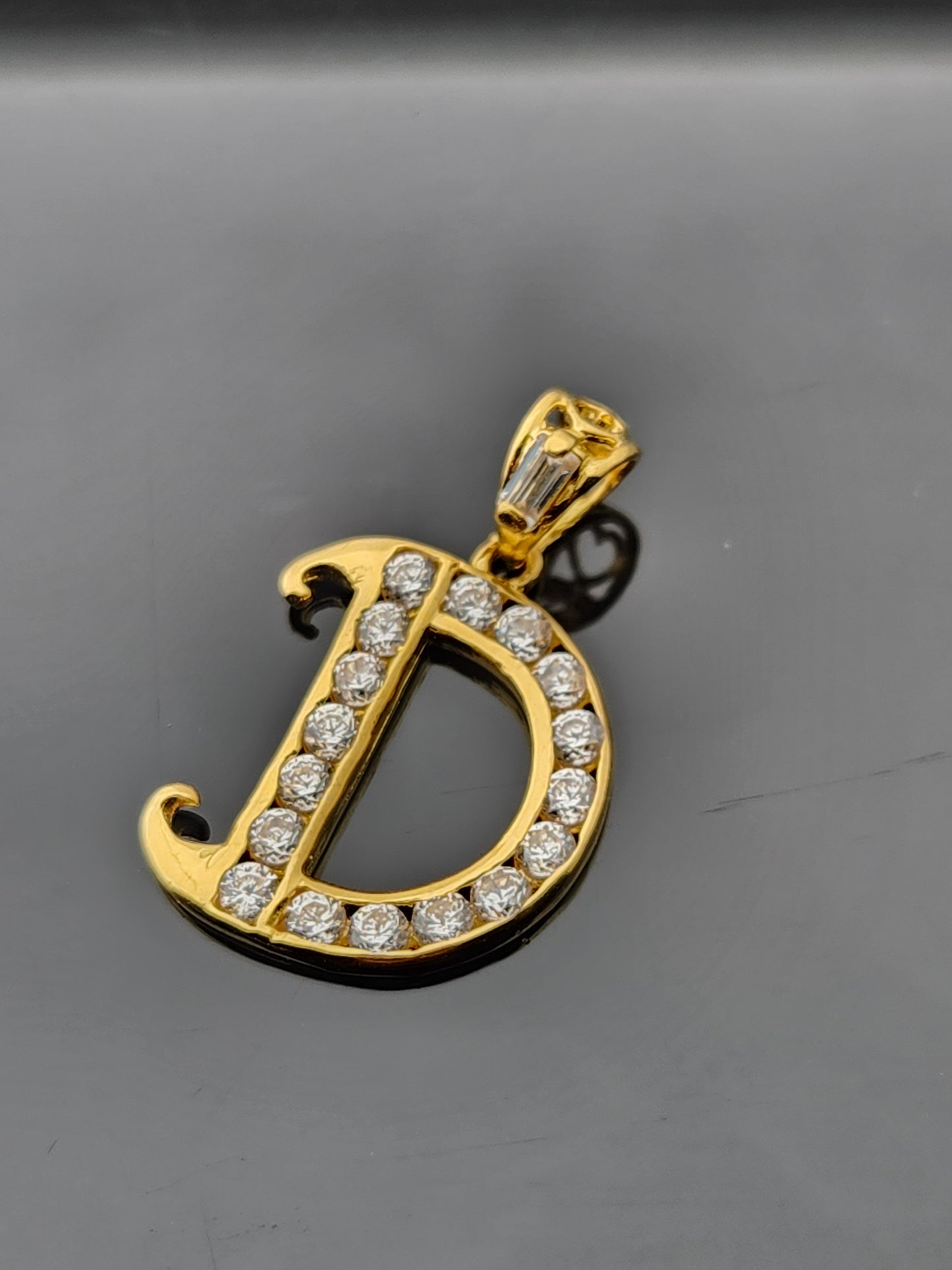 22K Solid Gold Letter Pendant P1691