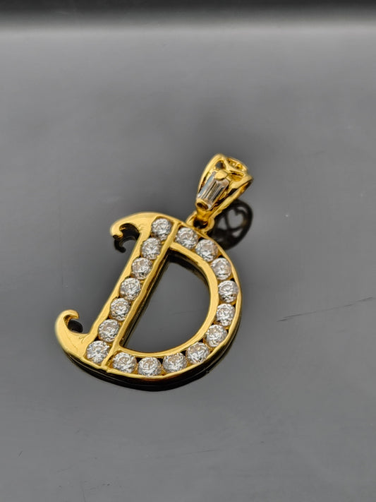 22K Solid Gold Letter Pendant P1691