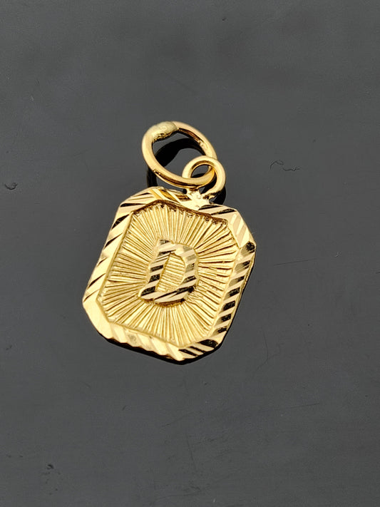 22K Solid Gold Letter Pendant P1693
