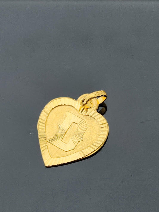 22K Solid Gold Letter Pendant P1696
