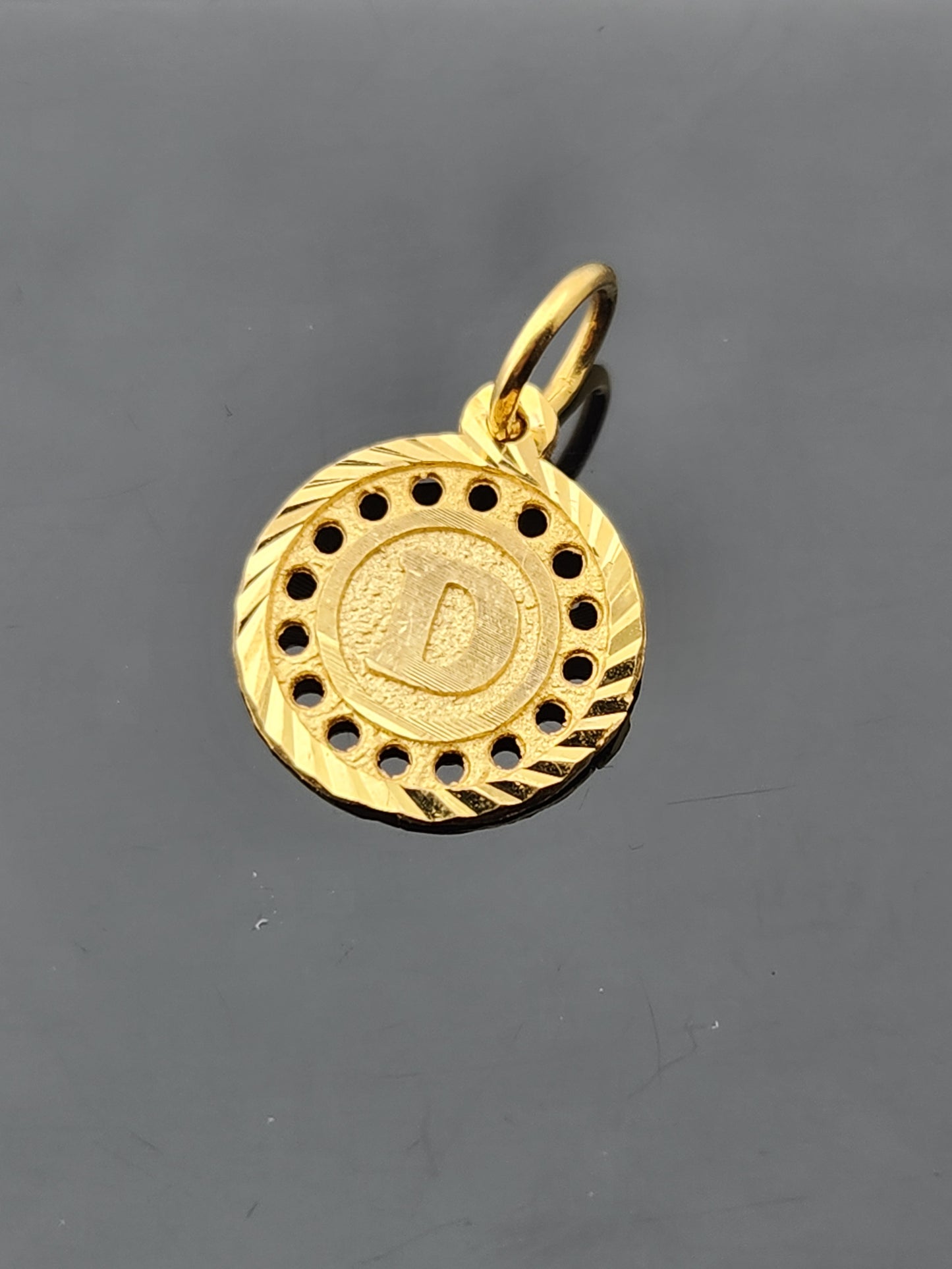 22K Solid Gold Letter Pendant P1697