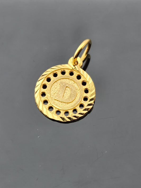 22K Solid Gold Letter Pendant P1697