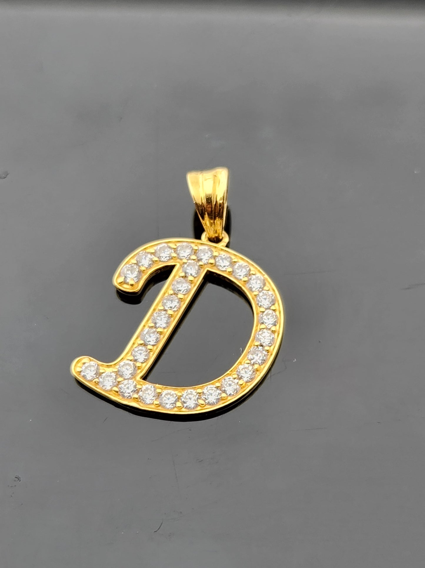 22K Solid Gold Letter Pendant P1698