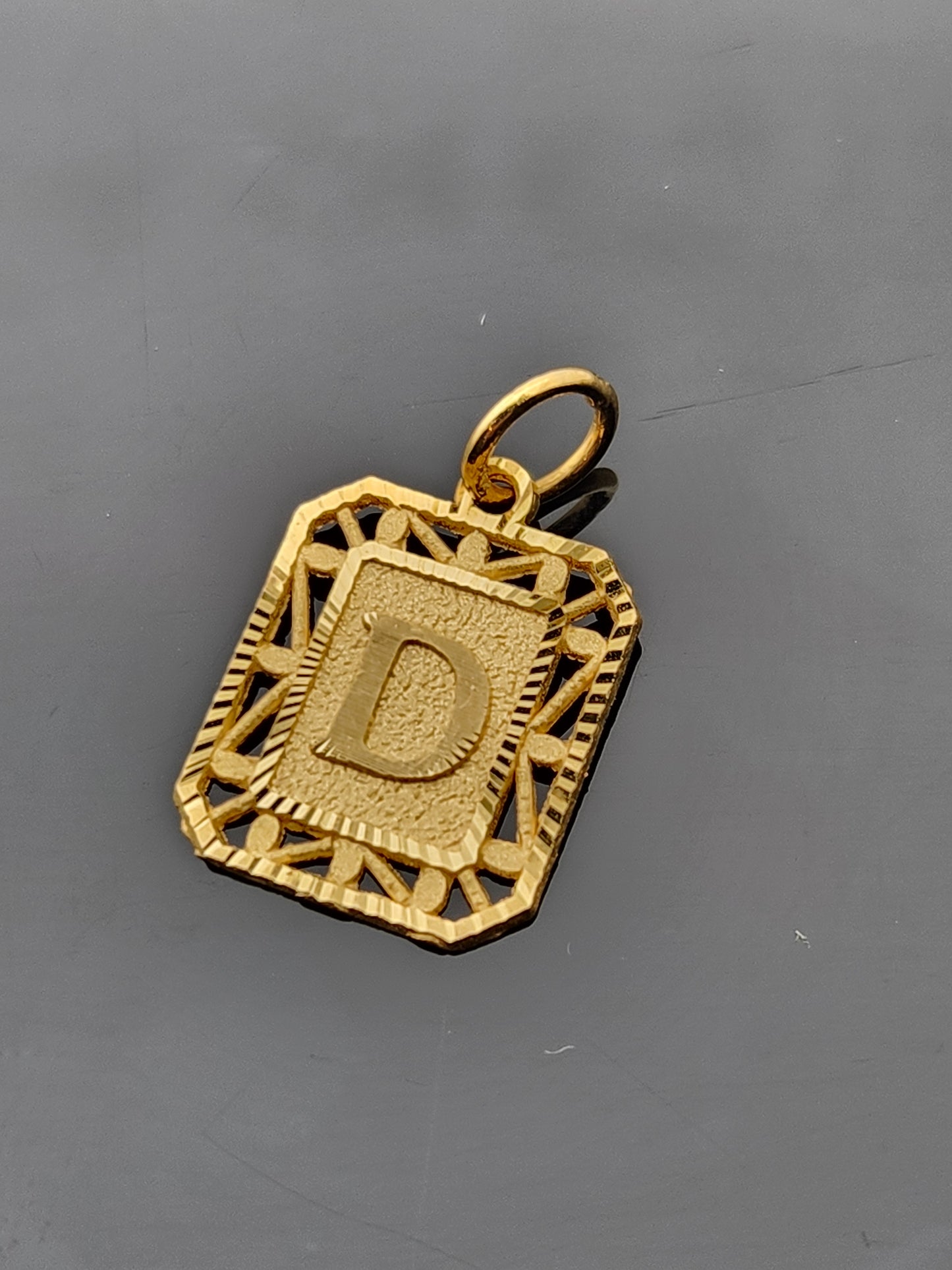 22K Solid Gold Letter Pendant P1699