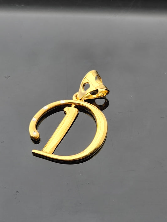 22K Solid Gold Letter Pendant P1700