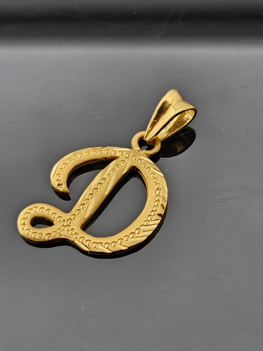 22K Solid Gold Letter Pendant P1701