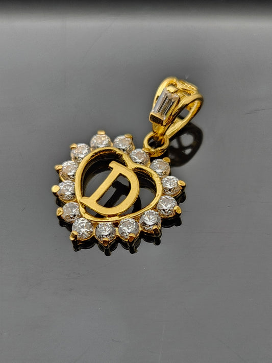 22K Solid Gold Letter Pendant P1702
