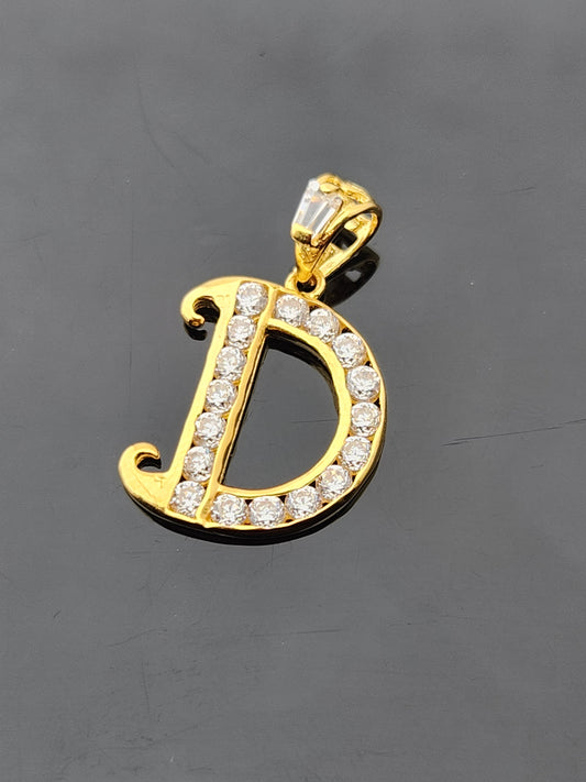 22K Solid Gold Letter Pendant P1703