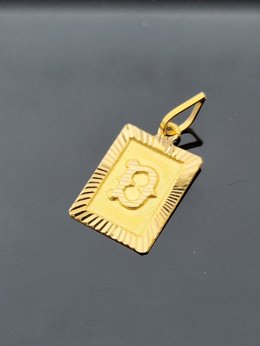 22K Solid Gold Letter Pendant P1704