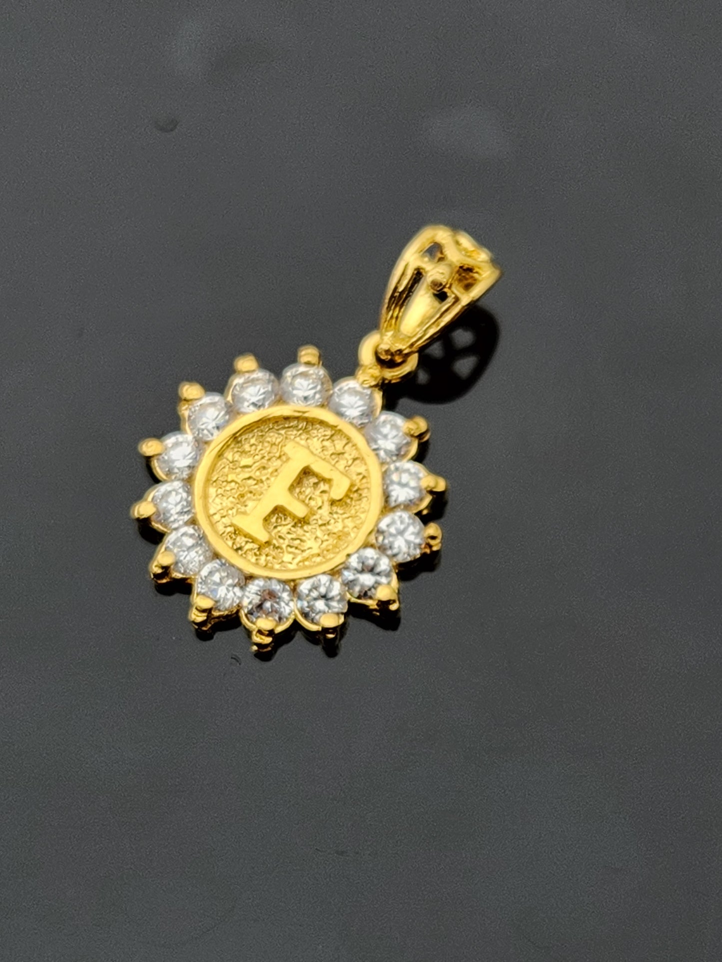22K Solid Gold Letter Pendant P1715