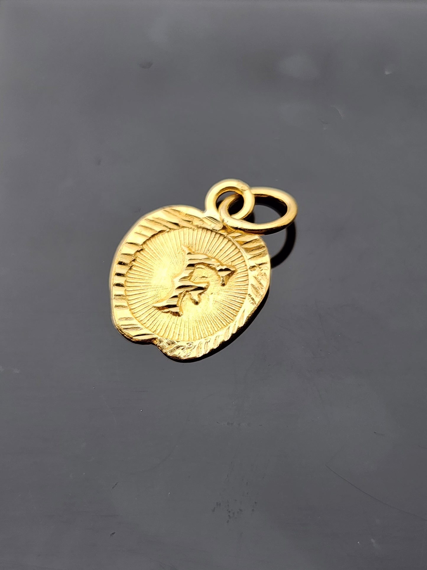22K Solid Gold Letter Pendant P1717