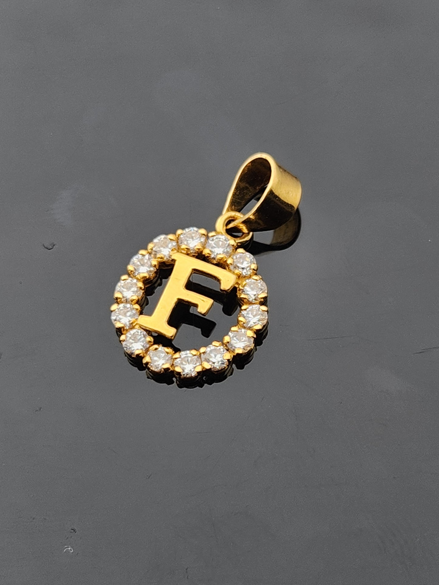 22K Solid Gold Letter Pendant P1718