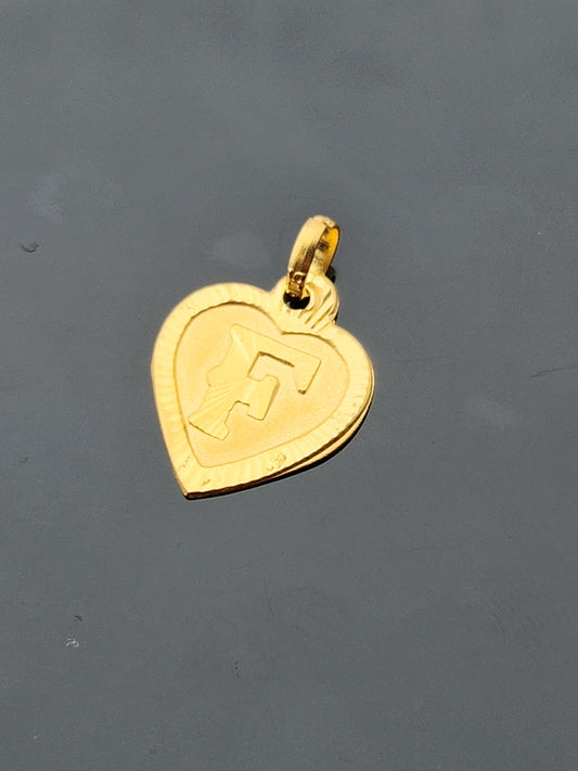 22K Solid Gold Letter Pendant P1719