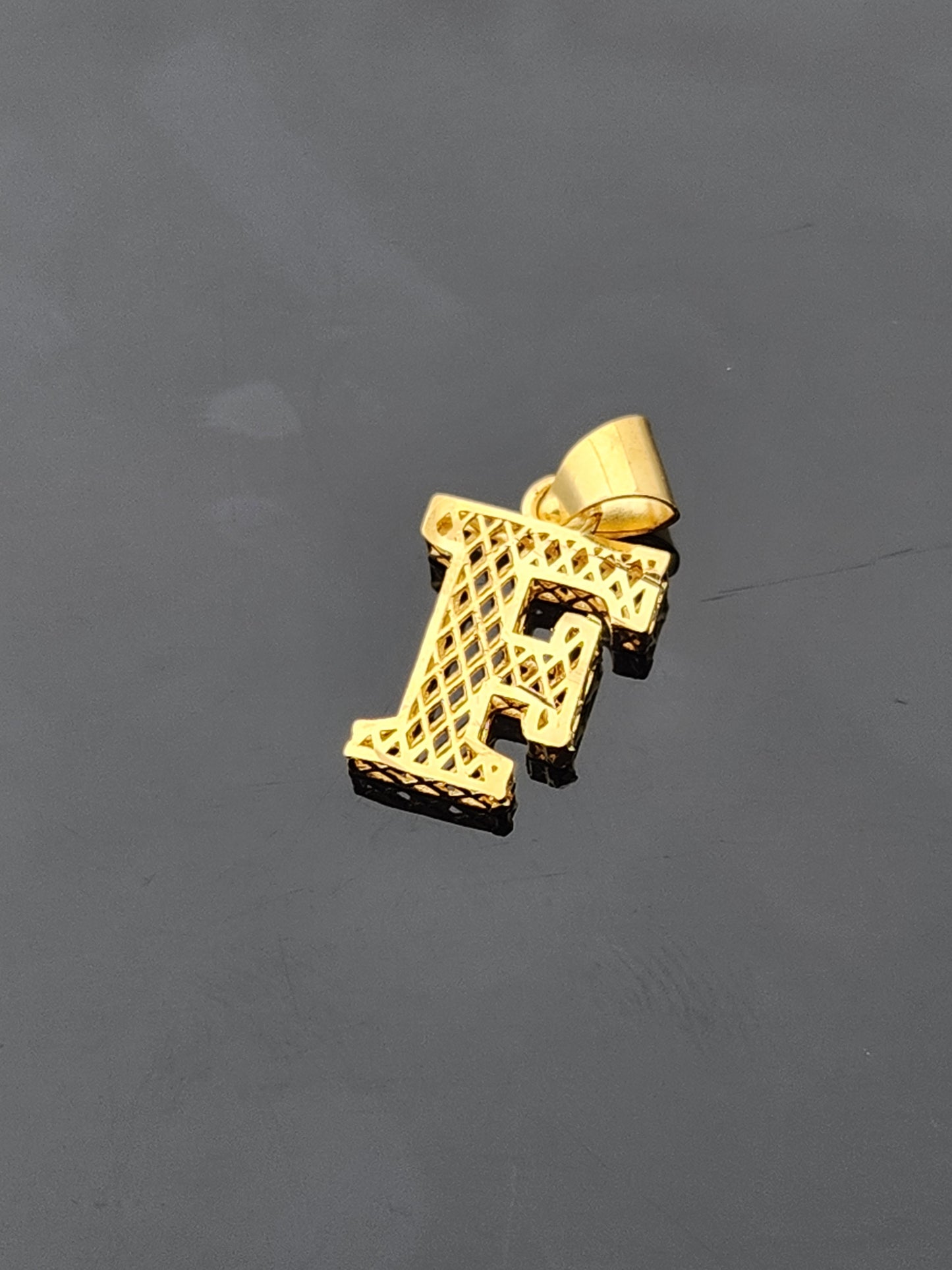 22K Solid Gold Letter Pendant P1720