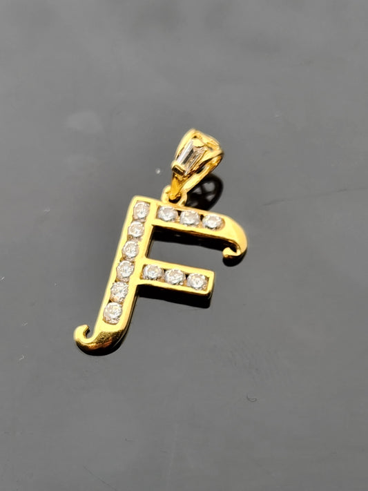 22K Solid Gold Letter Pendant P1721
