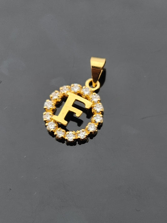 22K Solid Gold Letter Pendant P1722