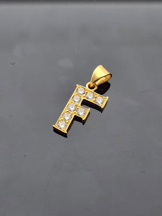 22K Solid Gold Letter Pendant P1723