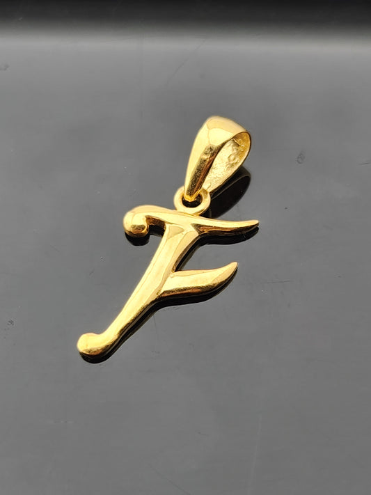 22K Solid Gold Letter Pendant P1726