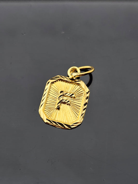 22K Solid Gold Letter Pendant P1728