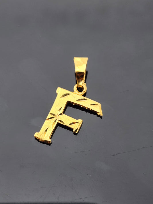 22K Solid Gold Letter Pendant P1730