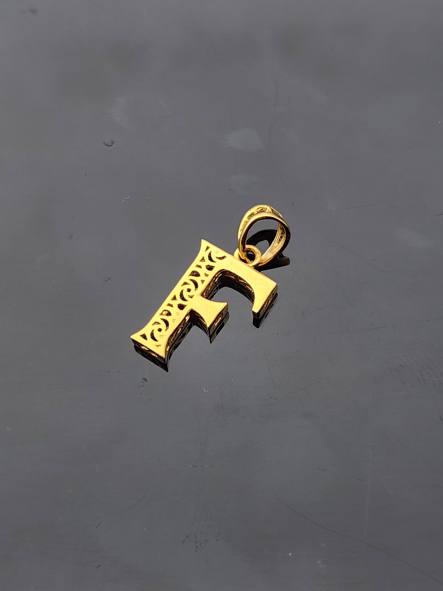 21K Solid Gold Letter Pendant P1734