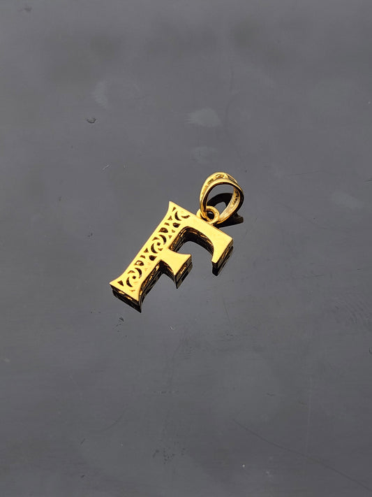 21K Solid Gold Letter Pendant P1734