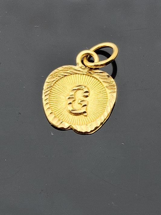 22K Solid Gold Letter Pendant P1736