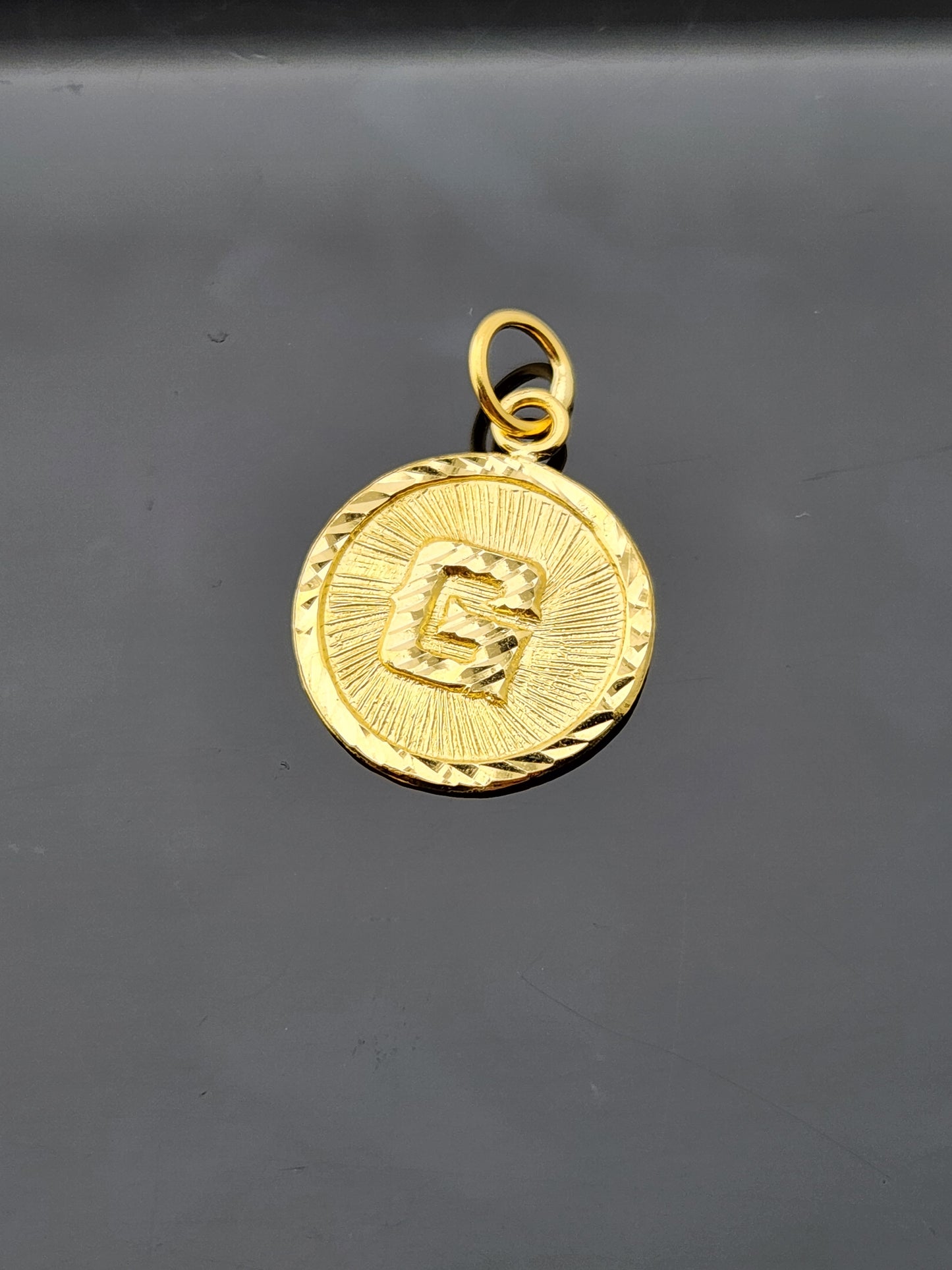 22K Solid Gold Letter Pendant P1737