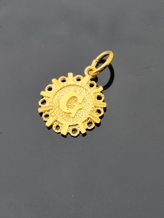 22K Solid Gold Letter Pendant P1739