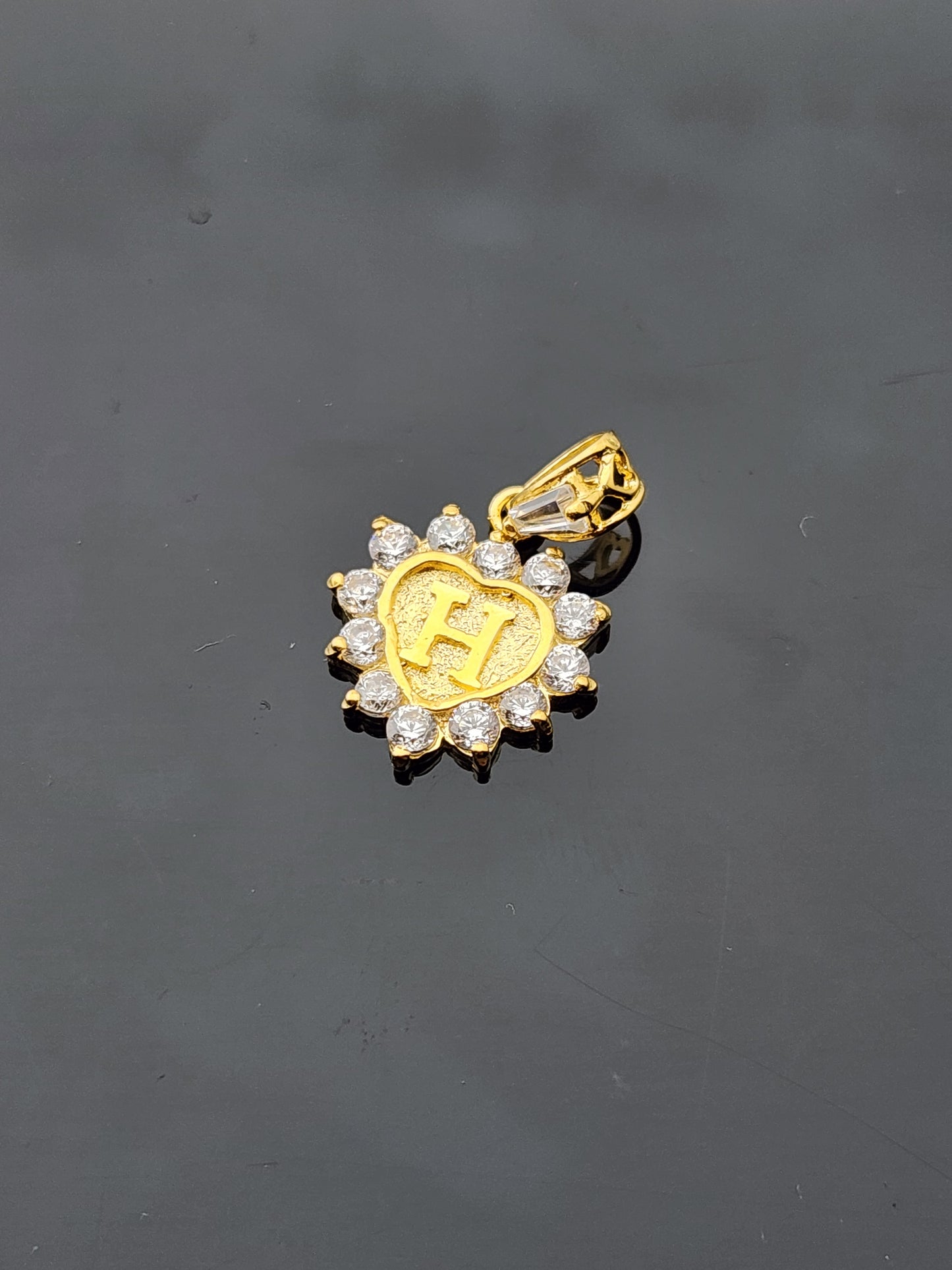 22K Solid Gold Letter Pendant P1745