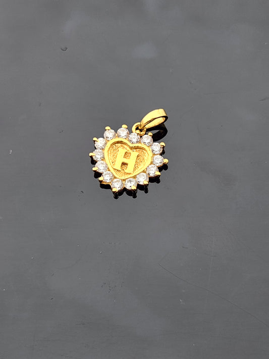 22K Solid Gold Letter Pendant P1746