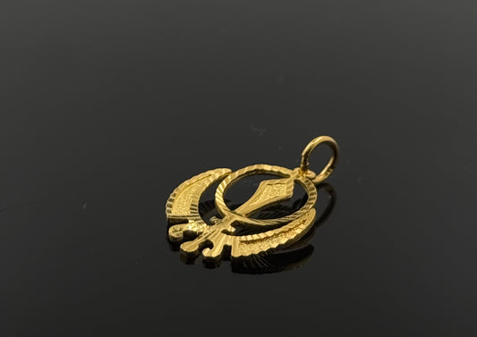 22K Solid Gold Sikh Pendants P208