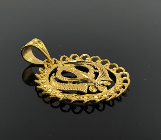 22K Solid Gold Sikh Pendants P217