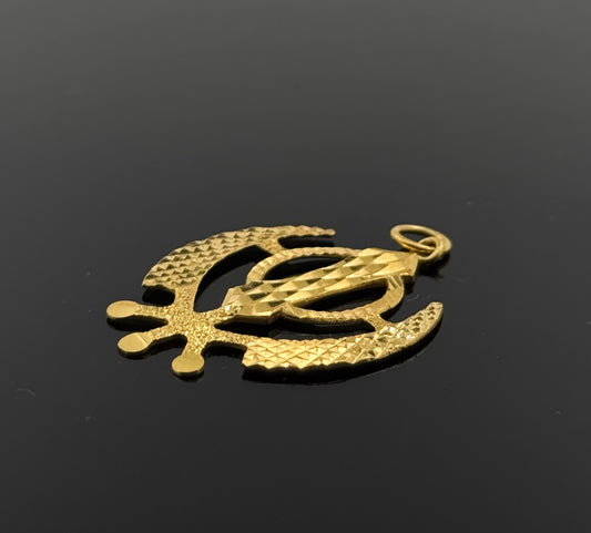 22K Solid Gold Sikh Pendants P223