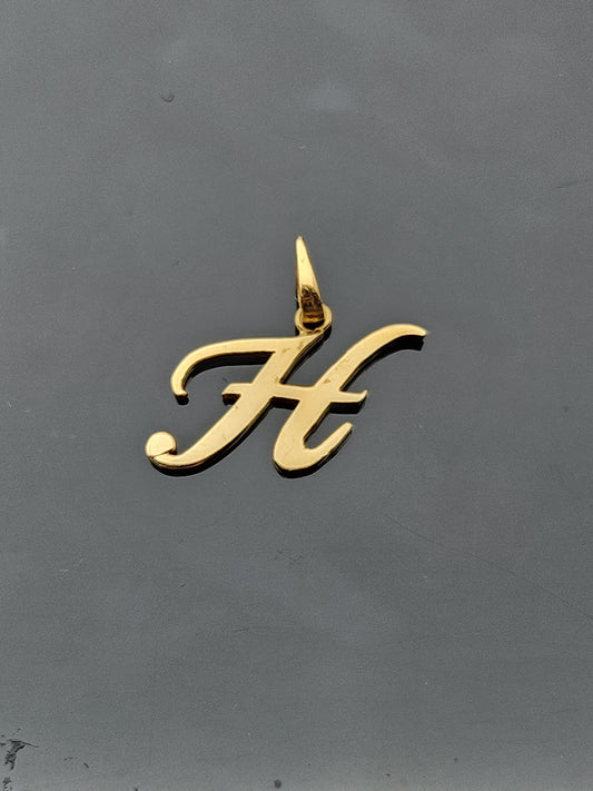 22K Solid Gold Letter Pendant P746