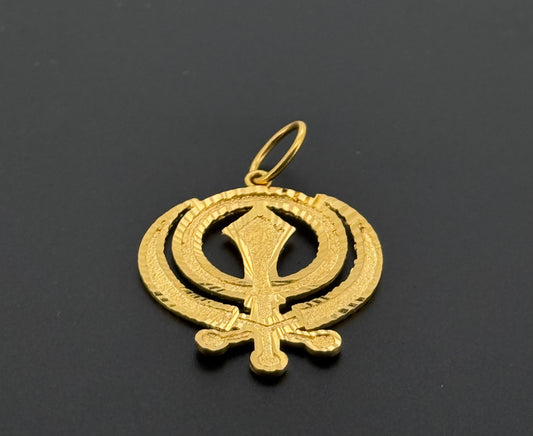 22K Solid Gold Sikh Pendants P800