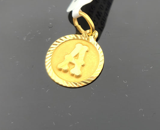 22K Solid Gold Letter Pendant P898