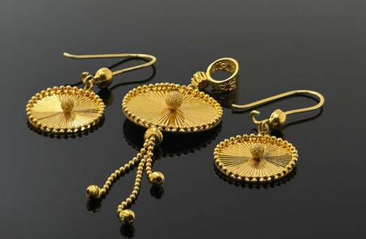 22K Solid Gold Fancy Pendant Sets PS100