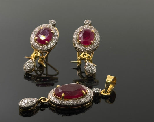 21K Solid Gold Fancy Pendant Sets PS104