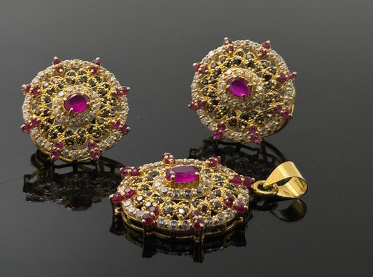 22K Solid Gold Fancy Pendant Sets PS108
