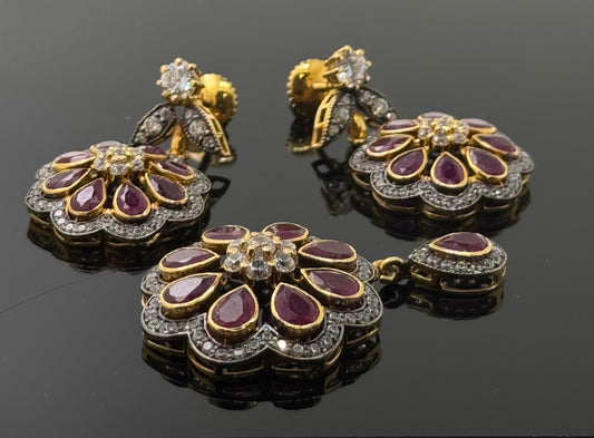 22K Solid Gold Fancy Pendant Sets PS114