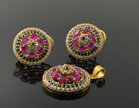 22K Solid Gold Fancy Pendant Sets PS115