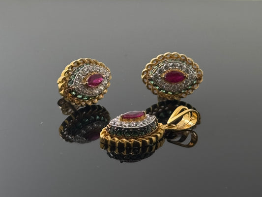 22K Solid Gold Fancy Pendant Sets PS120