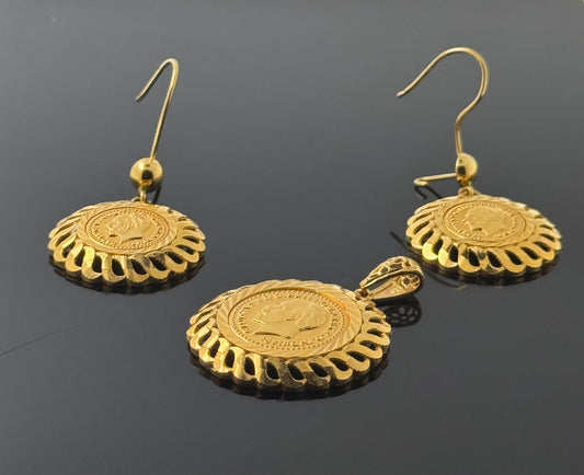 21K Solid Gold Fancy Pendant Sets PS135