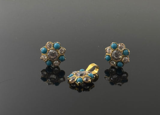 18K Solid Gold Fancy Pendant Sets PS137
