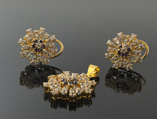 22K Solid Gold Fancy Pendant Sets PS140