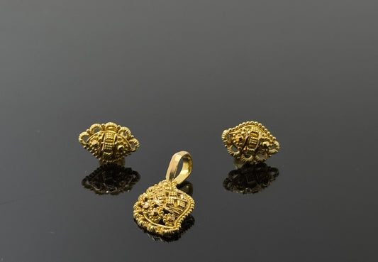22K Solid Gold Fancy Pendant Sets PS208