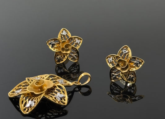 22K Solid Gold Fancy Pendant Sets PS55